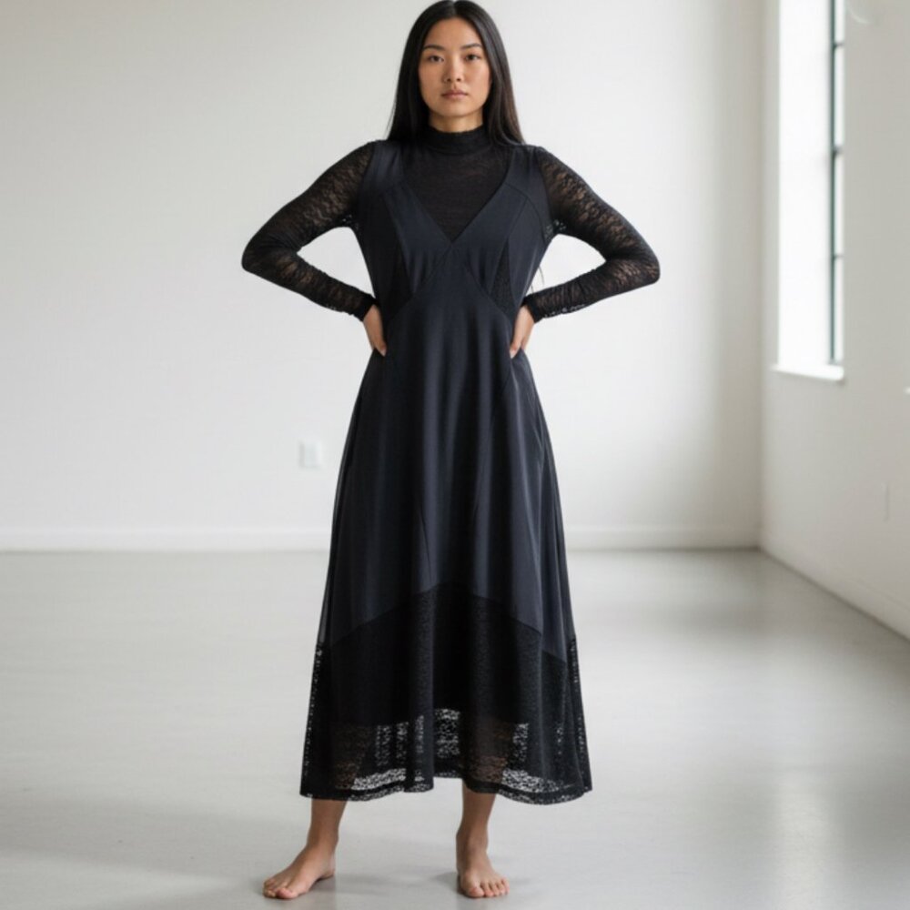 New Season HIGH  Entice lace and satin midi dress Size 12 UK, 8 US